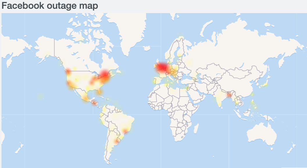 Mapa caida facebook