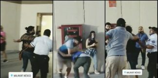 (Video) Pareja agrede a guardias de seguridad por supuesto robo
