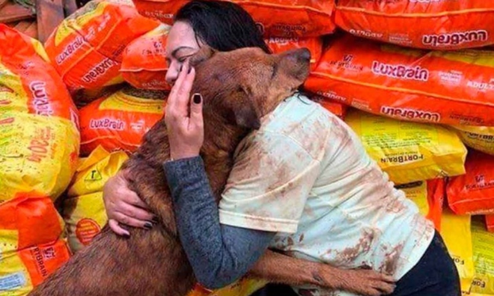 (Viral) Firulais recibe con tierno abrazo a mujer que le llevó comida