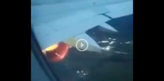 video avion de viva aerobus turbina fuego